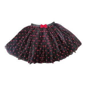 Layered Tulle Tutu Mini Skirt Women's Size Small Black‎ Red Velvet Bow Hearts